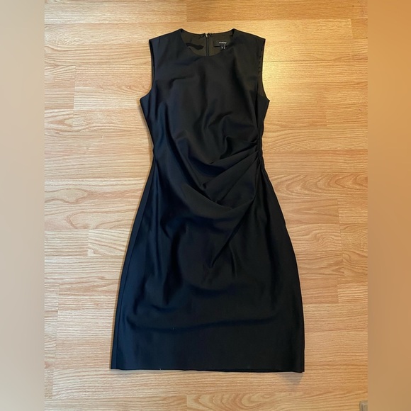 Theory Draped Front Black Dress Size 00 - Picture 4 of 7
